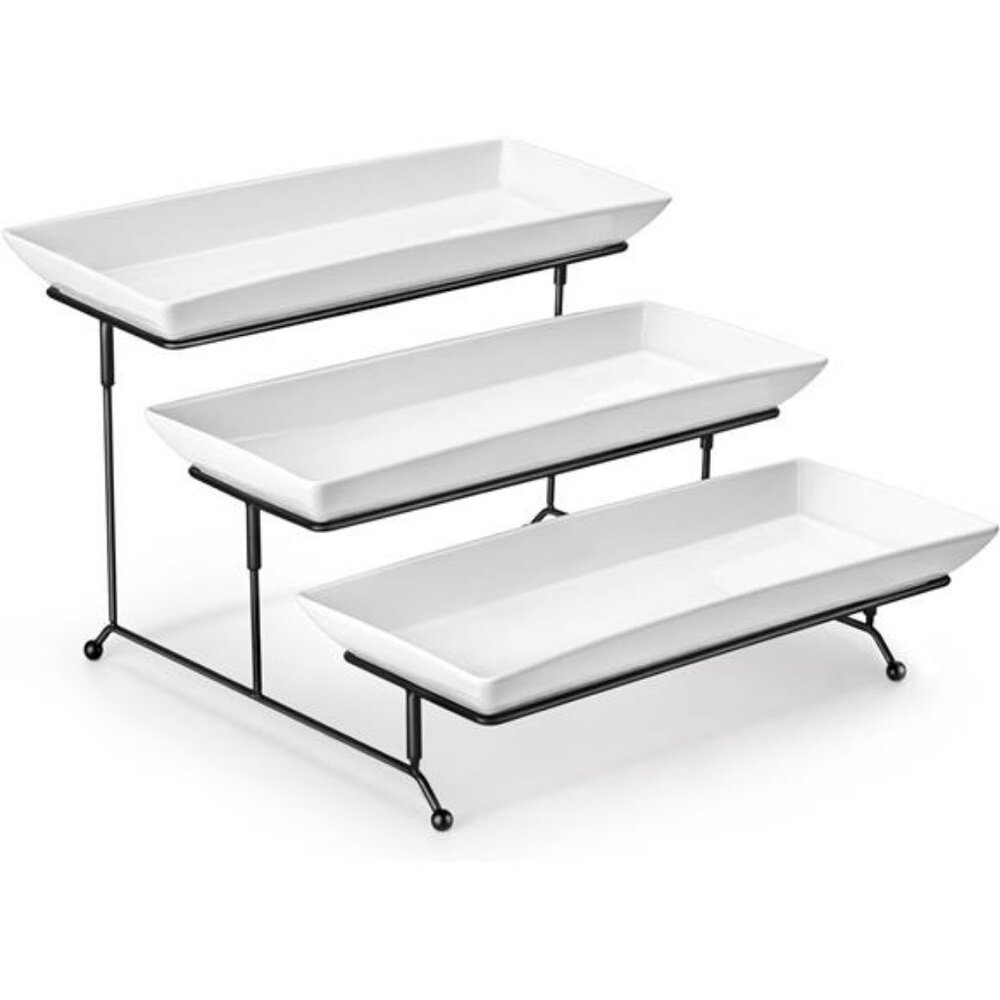 3 Tier Serving Trays for Party, Porcelain Serving Platters and Trays, 14 Inch
